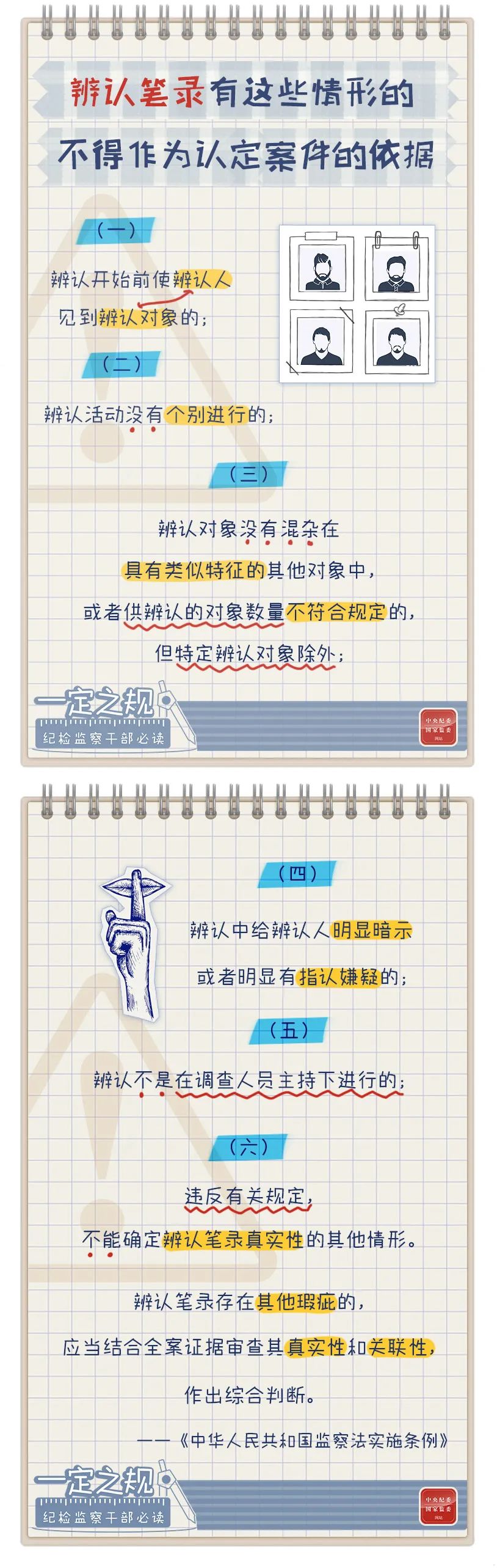 【轉(zhuǎn)載】一定之規(guī)?紀(jì)檢監(jiān)察干部必讀丨辨認(rèn)筆錄有這些情形的，不得作為認(rèn)定案件的依據(jù)(圖1)